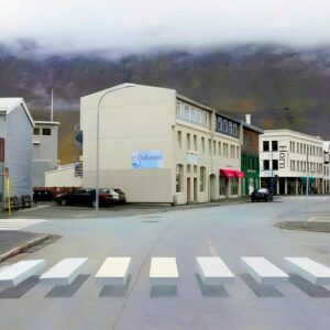 Passage piéton en 3D en anamorphose pour faire du nudge en Islande